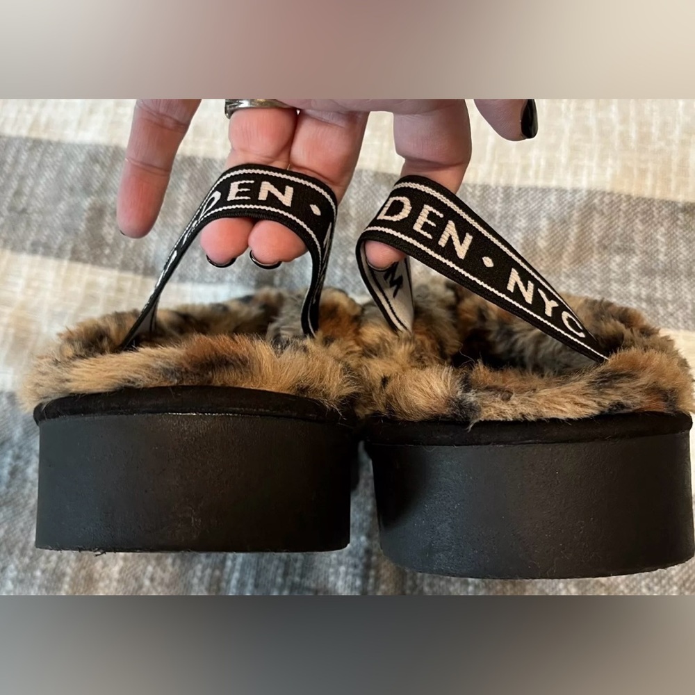 MADDEN NYC Fuzzy Leopard Print Slippers SZ 9 - Picture 7 of 7